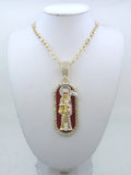 1 Piece 14K Gold Plated Green St. Jude San Juads Pendant Women's Necklace Religious Jewelry