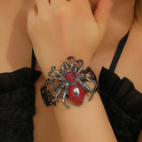 Halloween Jewelry Fun Quirky Alloy Rhinestone Spider Elastic Adjustable Bracelet Bangle For Women Party Accessories