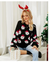 Christmas Knitwears Sweater Women Autumn And Winter New O Neck Long Sleeve Printed Fashion Casual Knitted Pullovers Feminina Top