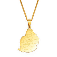 Anniyo 3.5CM Mauritius Map Pendant Necklaces Women Men,Gold Color Mauritius African Jewelry @201421