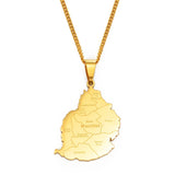 Anniyo 3.5CM Mauritius Map Pendant Necklaces Women Men,Gold Color Mauritius African Jewelry @201421