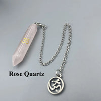 Natural Gem Stone Pendant Crystal Pendulum for Divination Answer Reiki OM Charms Fluorite Amethysts Clear Quartz Pendulos x228