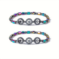 1/2/4/6Pcs Hematite Ankle Bracelet Colorful Elastic Anklet Bohemian Summer Beach Clothing Accessories Energy Hematite Jewelry