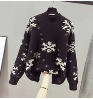 Knitted Sweater Women's Pullover Bottoming Shirt With Autumn And Winter New Style Lazy Style Red Christmas Dress Fashion Sweater