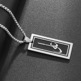 Exquisite Stainless Steel Islamic Muslim Calligraphy Arabic Pendant Necklace Men Women Religious Jewelry Accessories