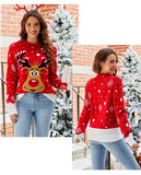 Christmas Knitwears Sweater Women Autumn And Winter New O Neck Long Sleeve Printed Fashion Casual Knitted Pullovers Feminina Top