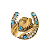New U Letter Hat Design Brooch Shiny Rhinestone Men's Suit Denim Hat Pin Jacket Women's Corsage Jewelry Gifts