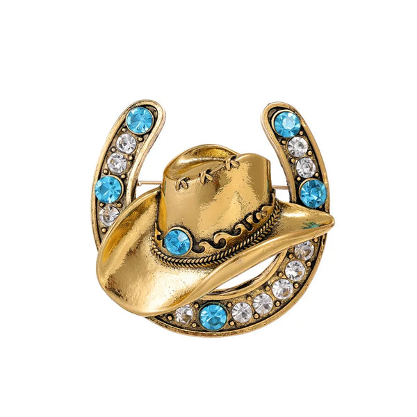 New U Letter Hat Design Brooch Shiny Rhinestone Men's Suit Denim Hat Pin Jacket Women's Corsage Jewelry Gifts