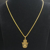 2024 New fashion ancient Fatima Hands Yoga pendant necklace temperament everything with stainless steel collarbone chain for men