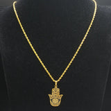 2024 New fashion ancient Fatima Hands Yoga pendant necklace temperament everything with stainless steel collarbone chain for men