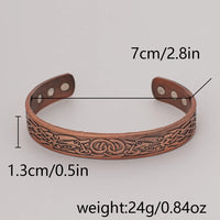 European and American Copper Vintage Simple Double Ring Pattern Magnet Energy Ring Bracelet Set