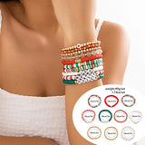 5pcs/set Cute Christmas Series Snowflake Tree Pendant Crystal Bracelet Women CCB Beads Adjustable Thread Rope Bracelet