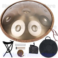 432Hz/440Hz Gold Handpan Drum with Steel Tongue for Yoga,Meditation Instrument,Beginner,Tambor Gift, 22 inch,9, 10,12,14,17notes