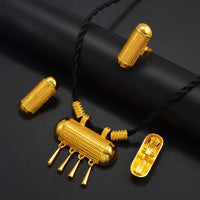 Anniyo Ethiopian Jewelry sets for Women Black Rope Necklaces Earrings Ring Gold Color Eritrean African Party Jewelry #161516