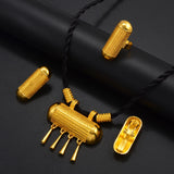 Anniyo Ethiopian Jewelry sets for Women Black Rope Necklaces Earrings Ring Gold Color Eritrean African Party Jewelry #161516
