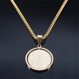 2024 New fashion Prayer Cross pendant necklace Stainless steel Spanish neutral style round pendant collar bone chain accessories