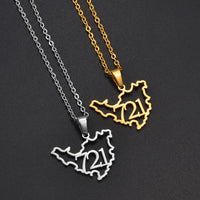 Anniyo Sint Maarten and Saint-Martin Island 721 Area Code Pendant Necklaces for Women Girls Saint Martin SXM Jewelry #319401