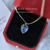 ITSMOS Strawberry Labradorite 14k Gold Plated Pendant Necklace Faceted Gemstone Aquamarine Energy Pendant Jewelry Gift for Women
