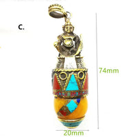 Tibet Ethnic Treasure God Buddha Amulet Pendants Brass Handicrafts TBP504