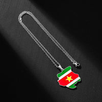 2024 New fashion stainless steel Republic of Suriname map flag necklace for women and men couples ethnic style accessories colla