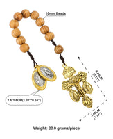 Catholic St Benedict Medal Lady Milagrosa Crucifix Cross One Decade Wooden Beads Pocket Rosary Prayer Rosaries Handmade Gift