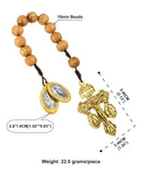 Catholic St Benedict Medal Lady Milagrosa Crucifix Cross One Decade Wooden Beads Pocket Rosary Prayer Rosaries Handmade Gift