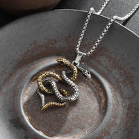 Retro Punk Double Headed Snake Animal Pendant Necklace for Men Women Fashion Rock Hip Hop Party Nordic Jewelry Gift