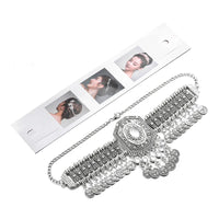 Ethnic Statement Collar Necklace for Women Choker Bohemian Vintage Hollow Geometric Crystal Rhinestone Beads Coin Tassel Jewelry