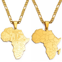 3.8CM African Map Pendant Necklaces for Women and Men Nigeria Congo Ghana Sudan Hiphop Jewelry #130821