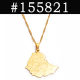 Anniyo Ethiopia Map Cities Pendant Necklaces for Women Men Gold Color Ethiopian Maps Jewelry #155821