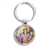 Hinduism Keychains Ganesha Vishnu Goddess of Kashmi Wealth Shiva Amulet Key Chain Glass Dome Keyring India Buddhism Jewelry Gift