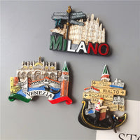 European Souvenir Refrigerator Magnets Milan, Venice, Italy European Stereo Resin Magnet Home Decor