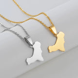 Anniyo 2.3CM Spain El Hierro Map Pendant Necklaces for Women Stainless Steel Jewelry #011062