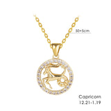 12 Zodiac Signs Necklace Copper Gold Plated Zodiac Signs Pendant Chain Ladies Necklace Birthday Jewelry Ladies Jewelry