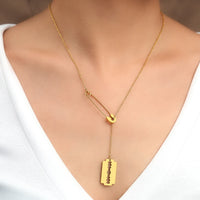 Stainless Steel Necklaces Paperclip Design Gothic Hip Hop Blade Pendants Chains Choker Necklace For Women Jewelry