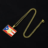 2024 New fashion stainless steel Puerto Rico Flag necklace for women and men couples ethnic style accessory collarbone chain ann