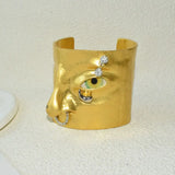 Metal Exaggerated Open Bangle Five Senses Europe American Style Alloy Plated Eyes Bracelets Unique Wide Geometric Cuff Bangles
