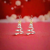 Christmas Series Simple Advanced Rotating Christmas Tree Star Pendant Earrings Women's Creative Personalized Girl Gift