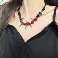 Luxurious Multi-Layer Red Beaded Flower Tassel Necklace Fashionable Choker High-End Clavicle Chain Jewelry Accessory