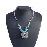 Ethnic Antique Silver Color Moon Choker Necklaces for Women Boho Turquoise Necklace Girls Party Jewelry Gifts