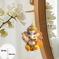 Cute Garnesh Pendant Keychain Retro Ganish 2D Flat Acrylic Ornament Charm Hanging Decoration for Car Bag Festive Home Party Gift