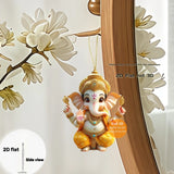 Cute Garnesh Pendant Keychain Retro Ganish 2D Flat Acrylic Ornament Charm Hanging Decoration for Car Bag Festive Home Party Gift