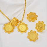 Ethiopian Gold Color Coin Jewelry Sets for Women Necklaces Earrings Rings Eritrean African Ethnic Wedding Party Gifts #153216