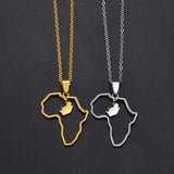 Anniyo South Africa and Africa Maps Together Pendant Necklaces for Women Men Stainless Steel Jewelry South African @298521