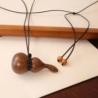 Minar Cute Lovely Brown Black Color Wood Flagon Long Pendant Necklaces Adjustable Rope Chain Chokers for Women Birthday Gift