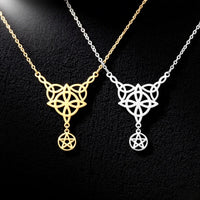 Jeshayuan Tetragramaton Necklace For Women Witch‘s Knot Charm Necklace Amulet Protection Pentacle Necklace Jewelry