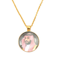 Anniyo Saudi King and Crown Prince Portrait Pendant Necklaces for Women Men Saudi Arabia Jewelry With Glass #D0042