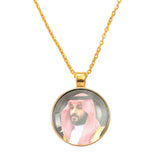 Anniyo Saudi King and Crown Prince Portrait Pendant Necklaces for Women Men Saudi Arabia Jewelry With Glass #D0042