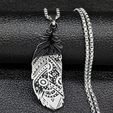 New fashionable feather necklace, versatile in style, stainless steel corroded and blackened pendant, collarbone chain accessory