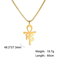 2024 New fashion Egyptian cross The Eye of Horus pendant necklace temperament everything with stainless steel collarbone chain a